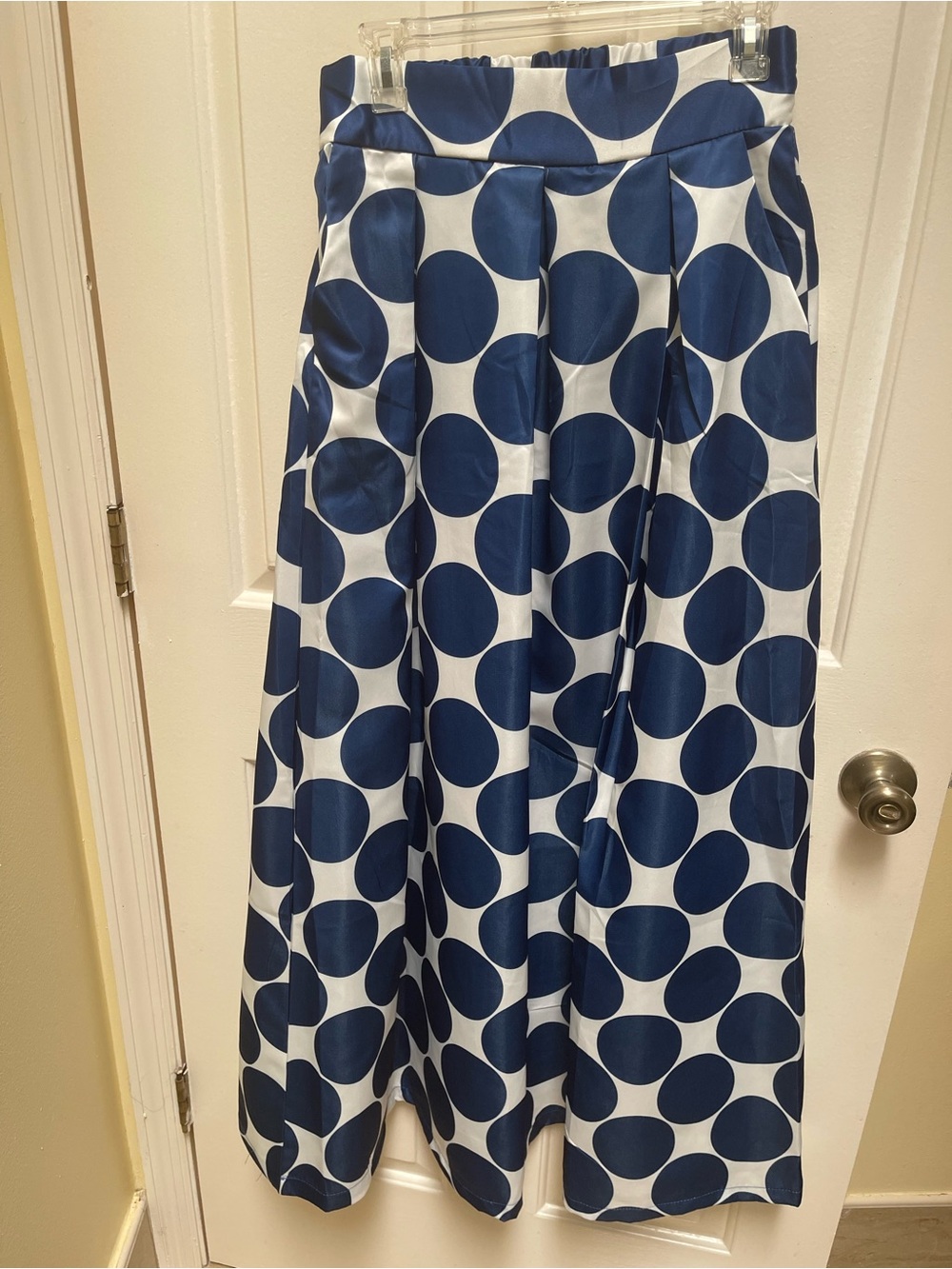 Choies Navy and White Polka Dot Maxi Skirt